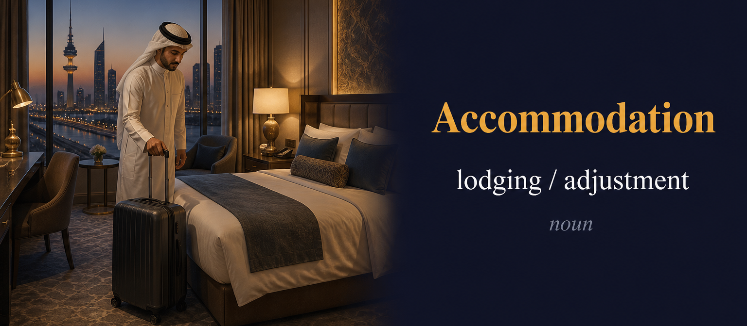 صورة توضيحية لمعنى كلمة Accommodation (إقامة أو تكيّف)