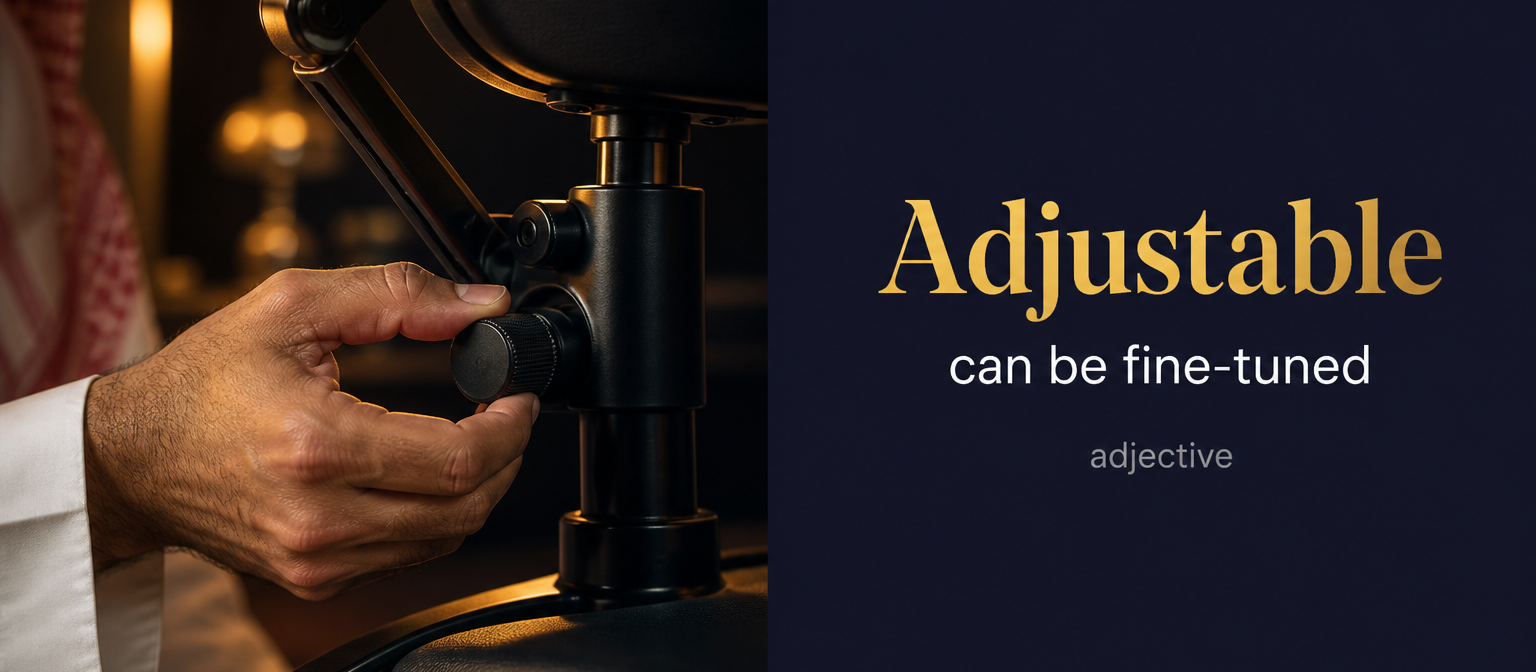 Adjustable (قابل للضبط أو التعديل) — illustrated meaning of the English word Adjustable on GL Dictionary