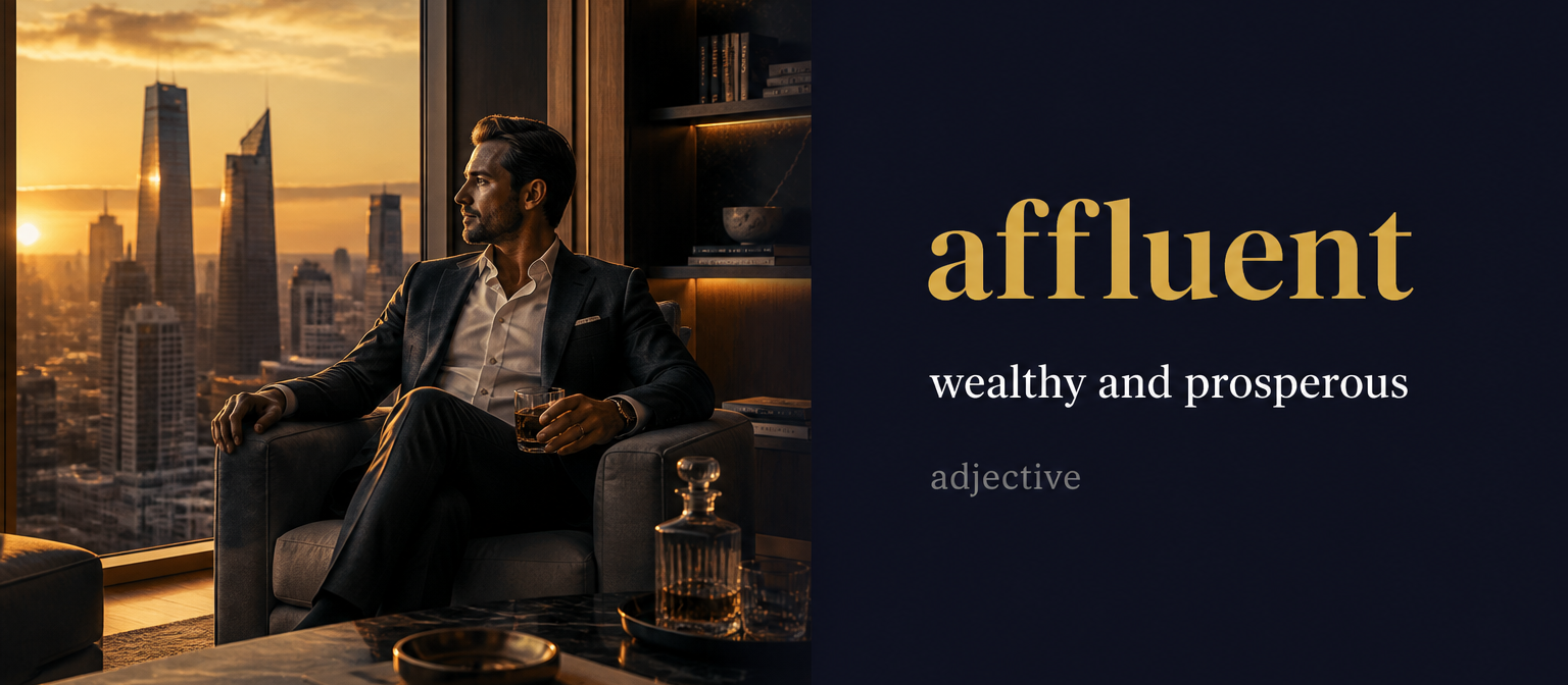 Affluent (ثري أو موسر) — illustrated meaning of the English word Affluent on GL Dictionary