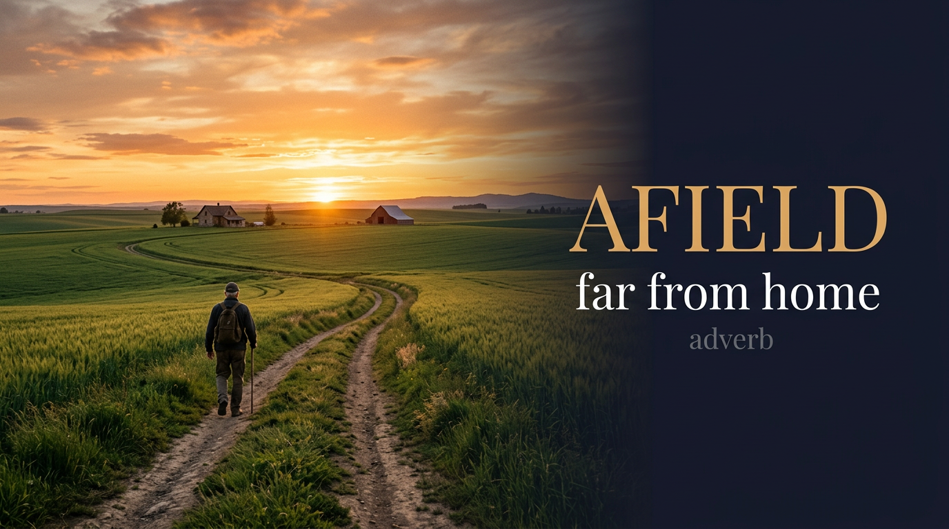 صورة توضيحية لمعنى كلمة Afield (بعيدًا / في مكان آخر)