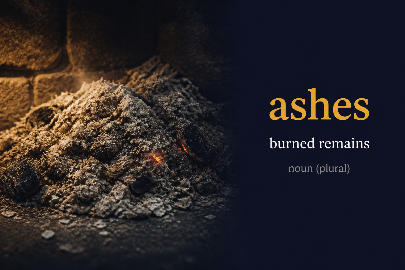 صورة توضيحية لمعنى كلمة Ashes (رماد / أطلال محترقة)