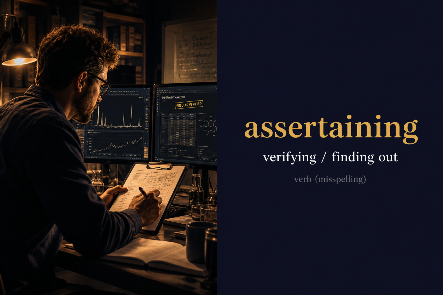 صورة توضيحية لمعنى كلمة Assertaining (عملية التحقق الجارية)