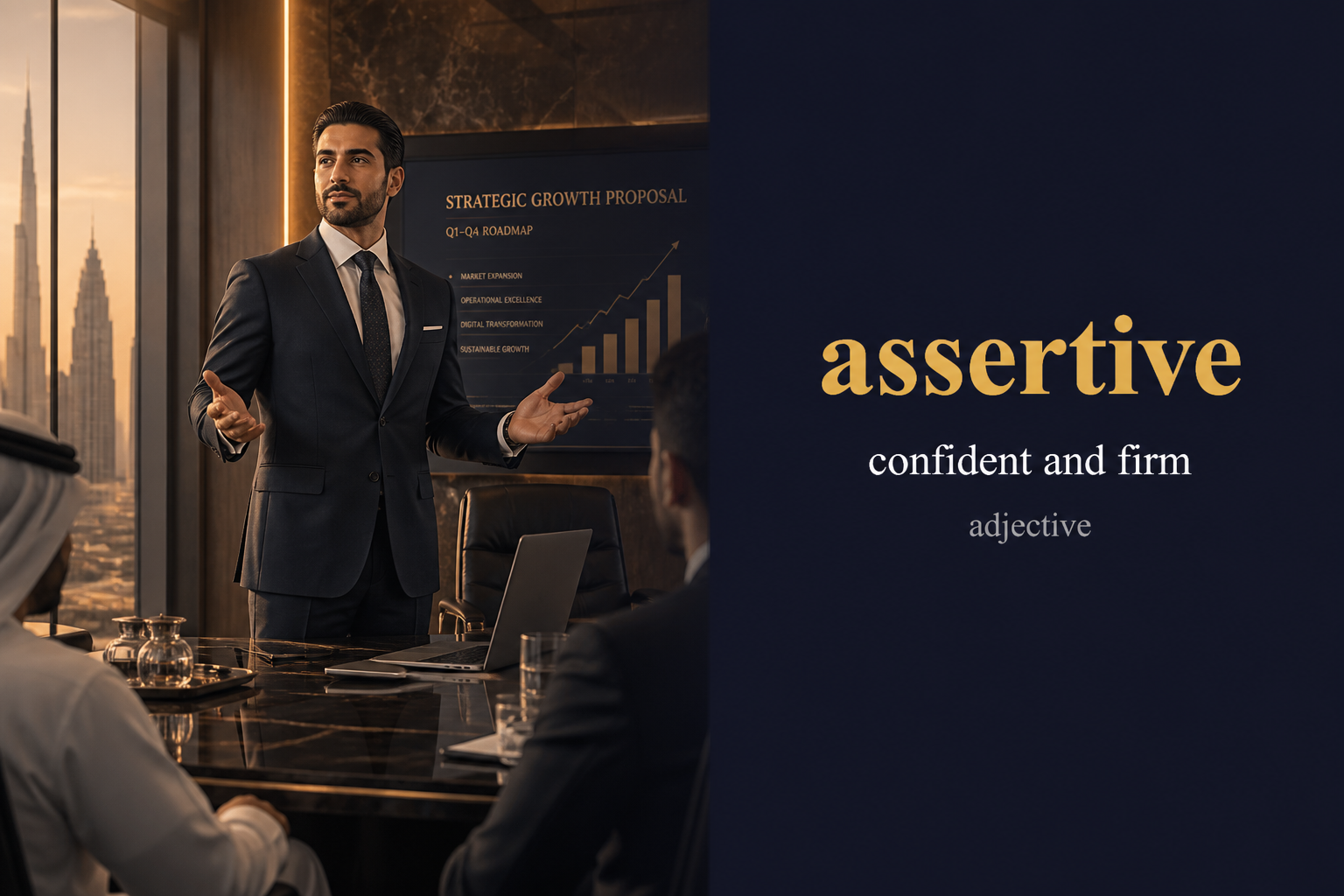 صورة توضيحية لمعنى كلمة Assertive (حازم / واثق)