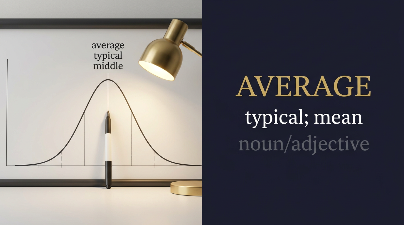 Average (متوسط أو معتدل) — illustrated meaning of the English word Average on GL Dictionary