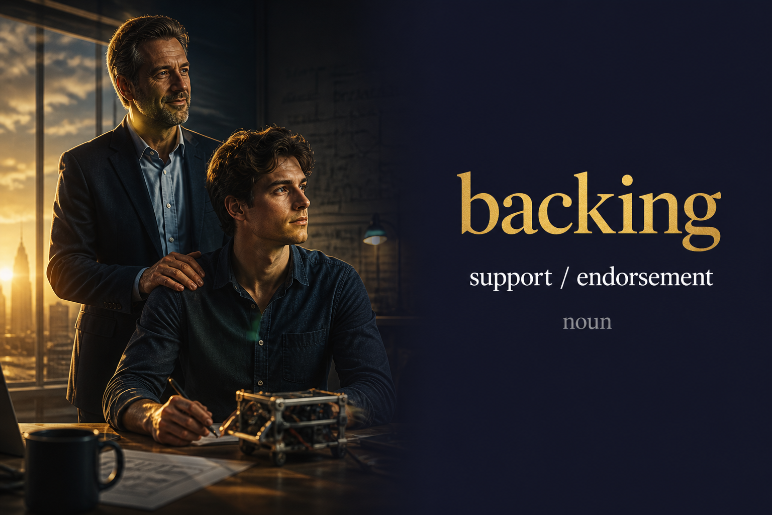 صورة توضيحية لمعنى كلمة Backing (دعم / مساندة)