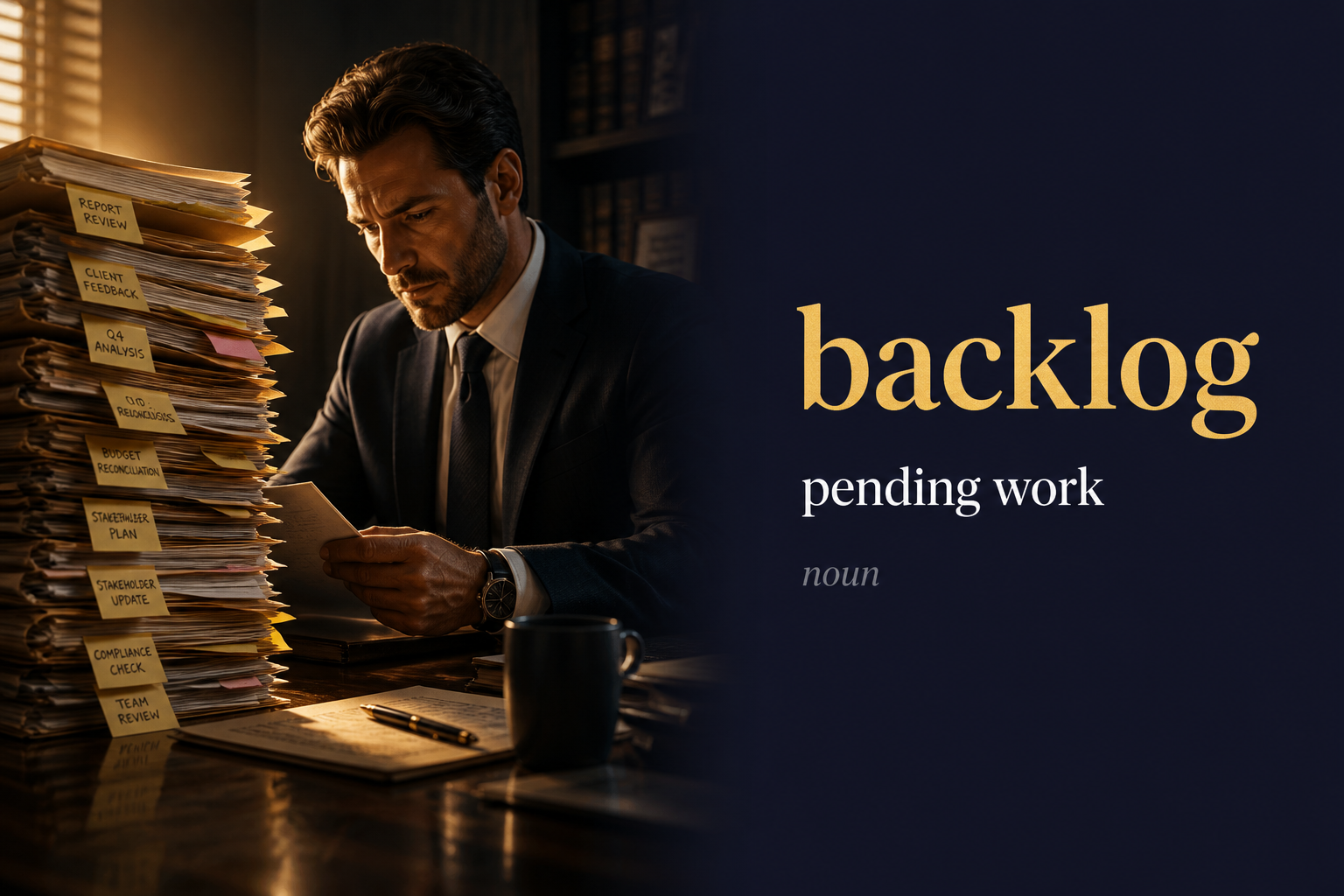 صورة توضيحية لمعنى كلمة Backlog (متراكمة أعمال / متأخرات)