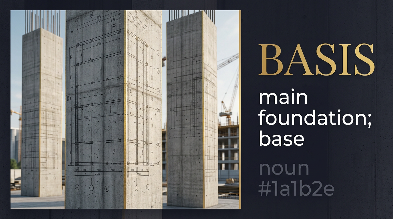 Basis (الأساس البنائي الجوهري) — illustrated meaning of the English word Basis on GL Dictionary