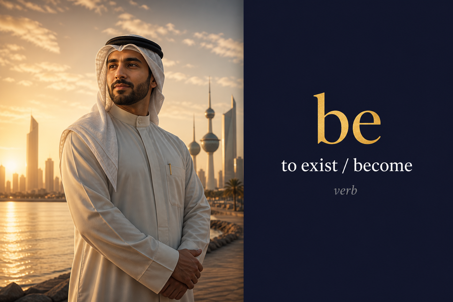 Be (يكون / كن / الوجود) — illustrated meaning of the English word Be on GL Dictionary