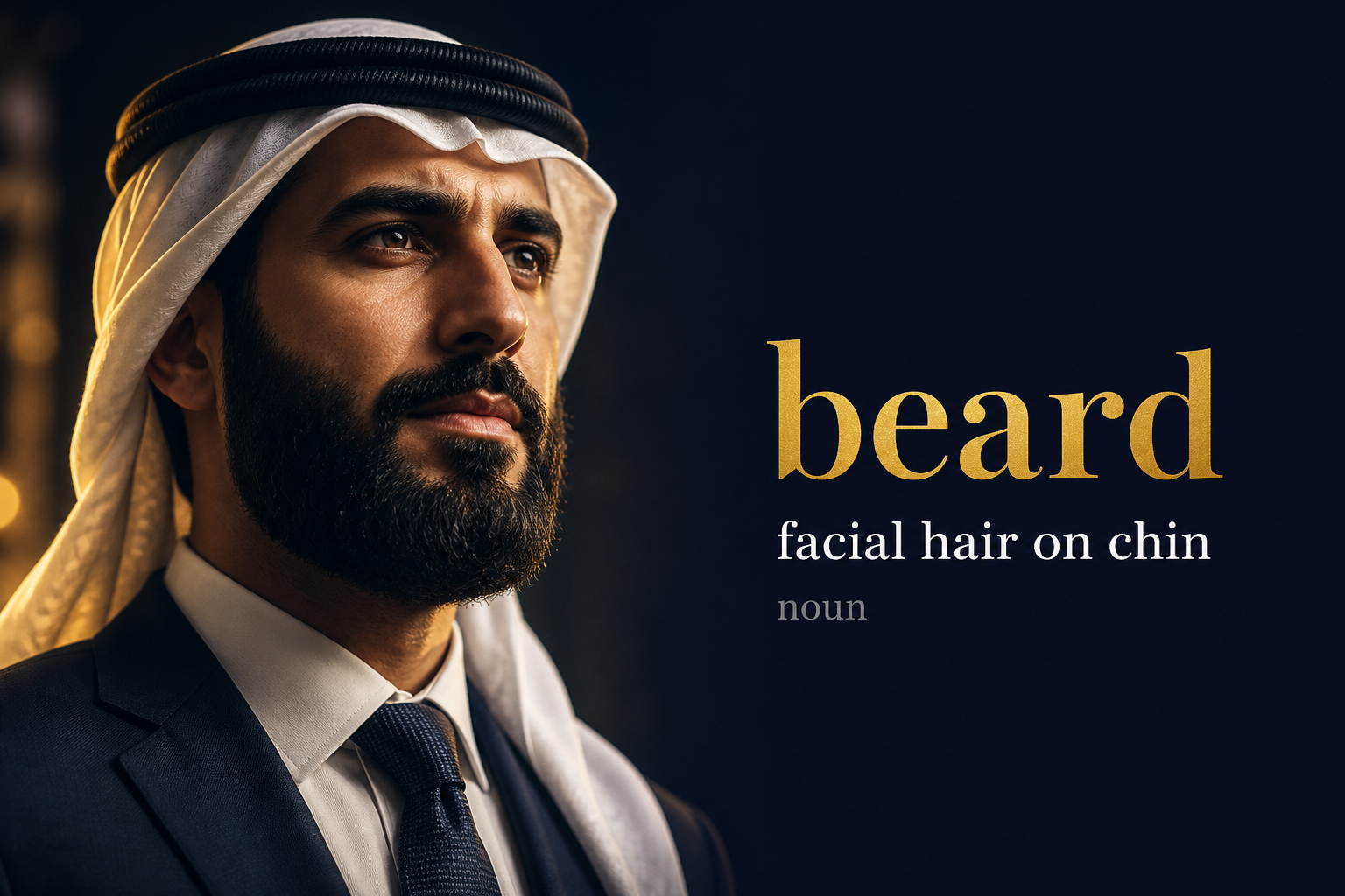 Beard (لحية) — illustrated meaning of the English word Beard on GL Dictionary