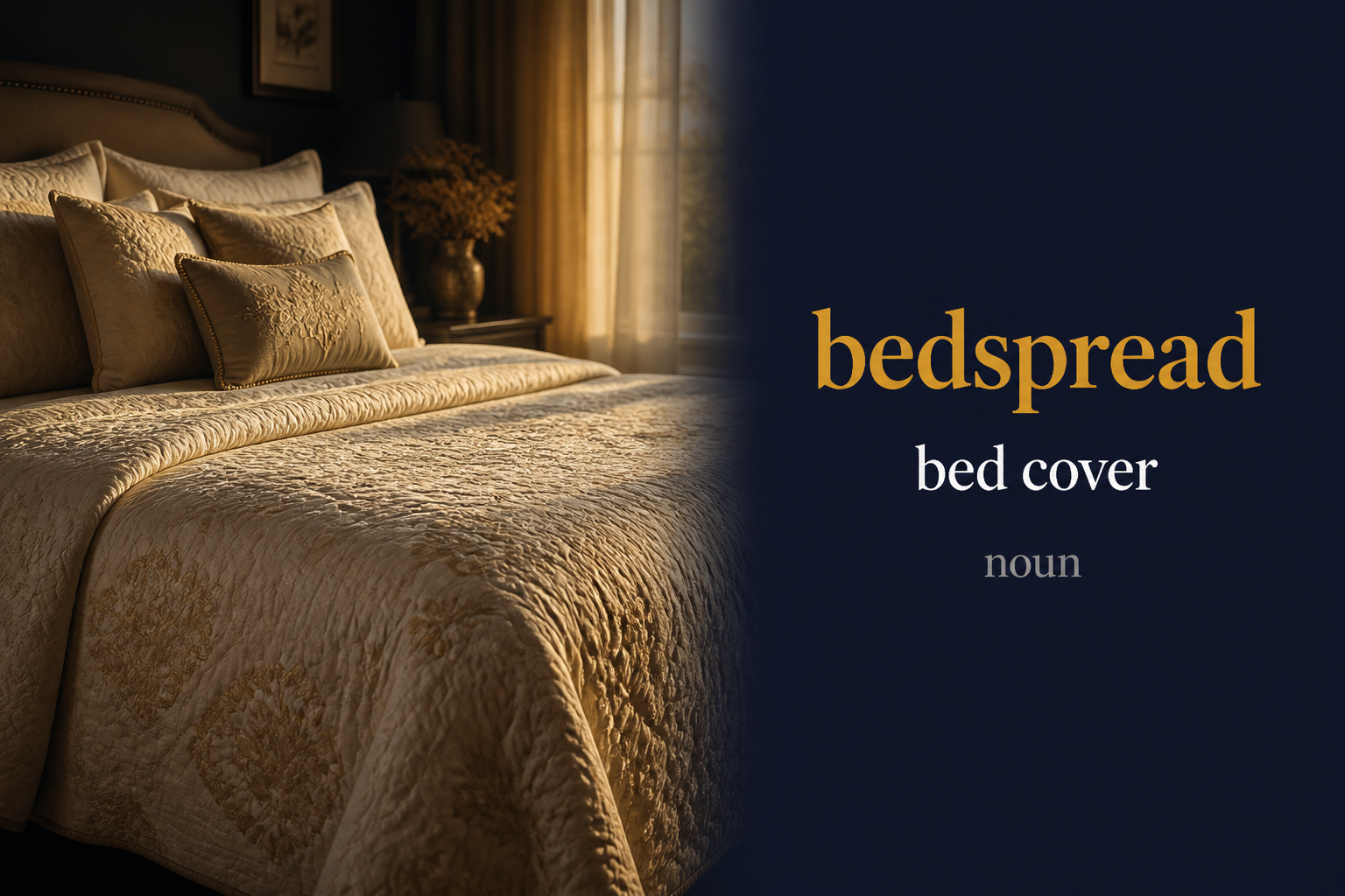 Bedspread (مفرش السرير) — illustrated meaning of the English word Bedspread on GL Dictionary