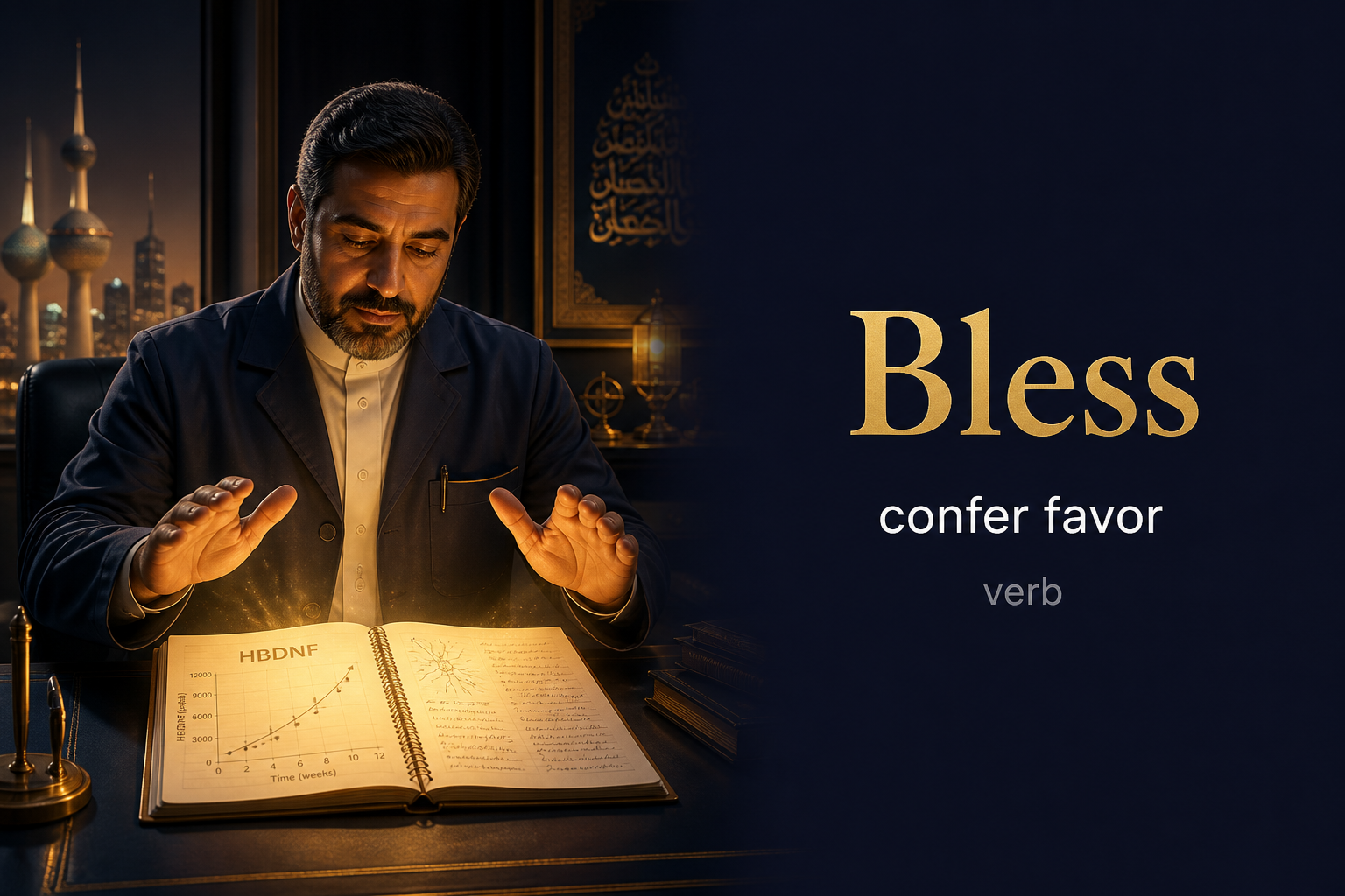 Bless (يبارك) — illustrated meaning of the English word Bless on GL Dictionary