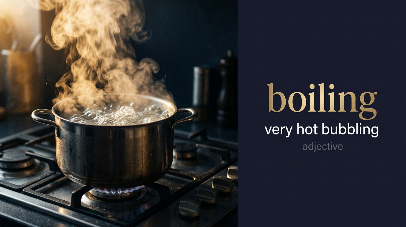 صورة توضيحية لمعنى كلمة Boiling (غليان سائل عند بلوغ درجة تحول إلى بخار)