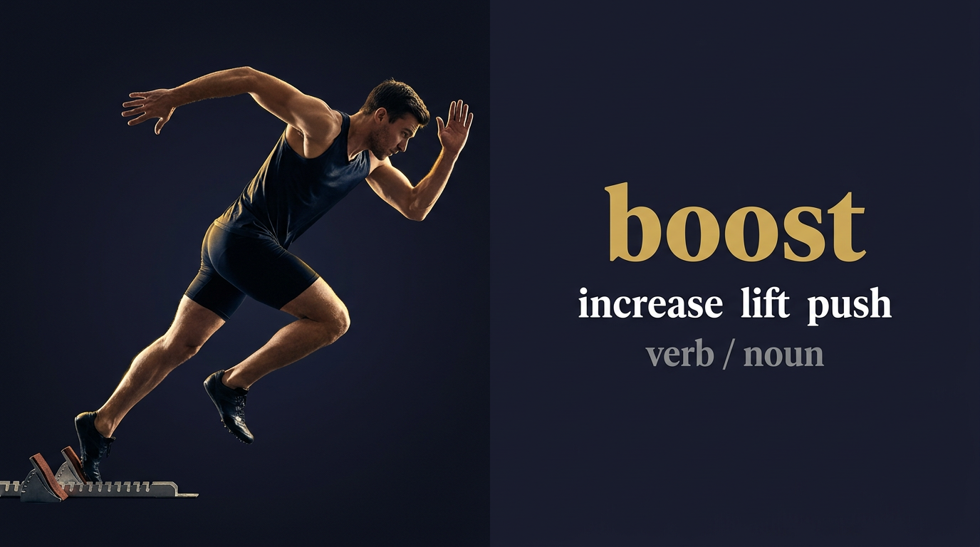 Boost (زيادة سريعة في مستوى أداء أو طاقة) — illustrated meaning of the English word Boost on GL Dictionary