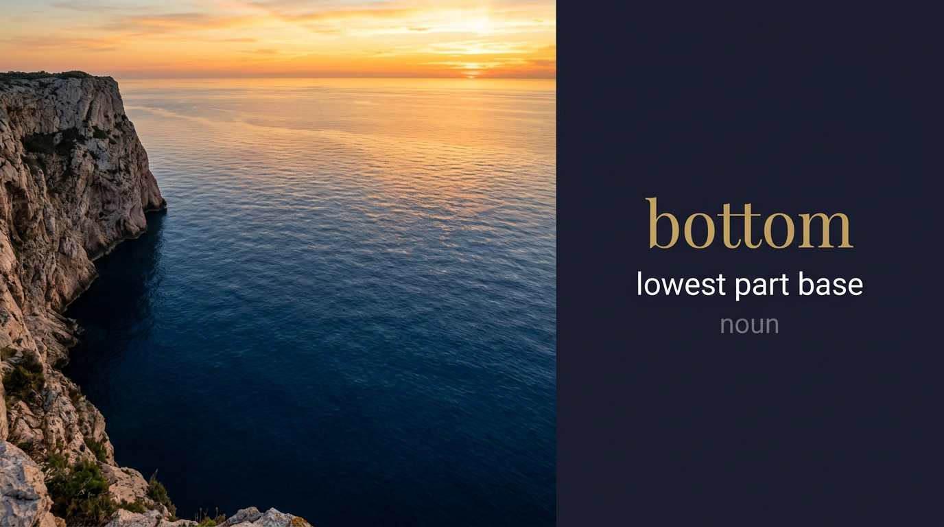 صورة توضيحية لمعنى كلمة Bottom (أدنى جزء أو قاعدة دعم لشيء)