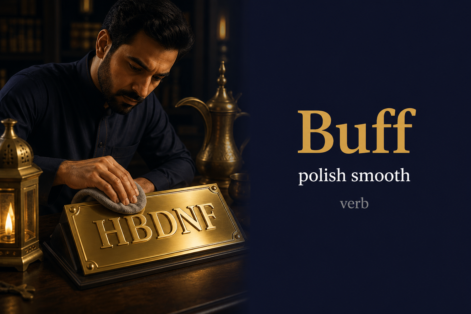Buff (يلمّع) — illustrated meaning of the English word Buff on GL Dictionary