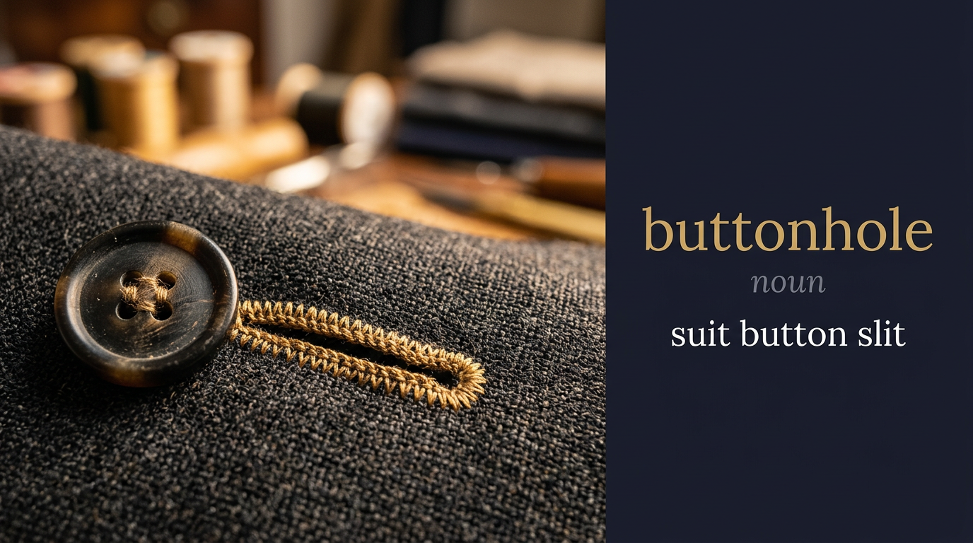 صورة توضيحية لمعنى كلمة Buttonhole (شق أو فتحة صغيرة مُدعَّمة لتمرير زر)