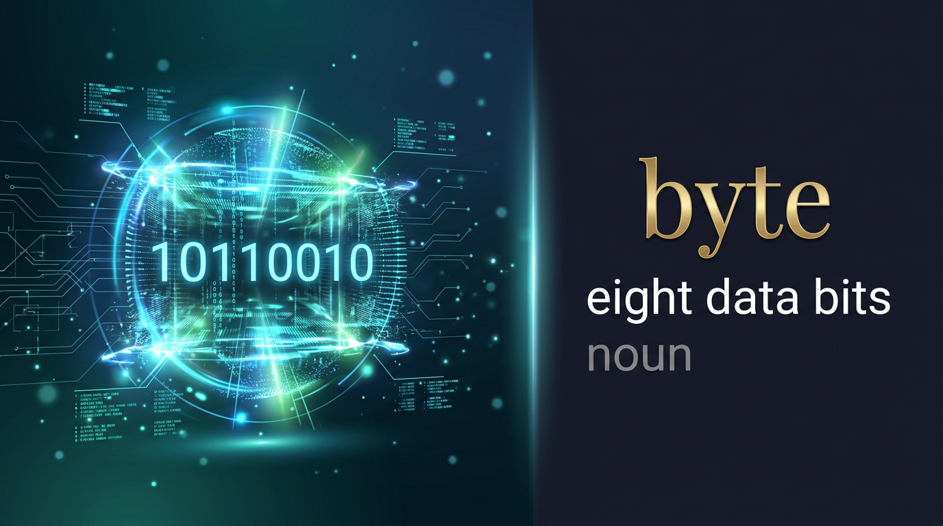 صورة توضيحية لمعنى كلمة Byte (وحدة معلومات رقمية تعادل عادة ثمانية بتات)