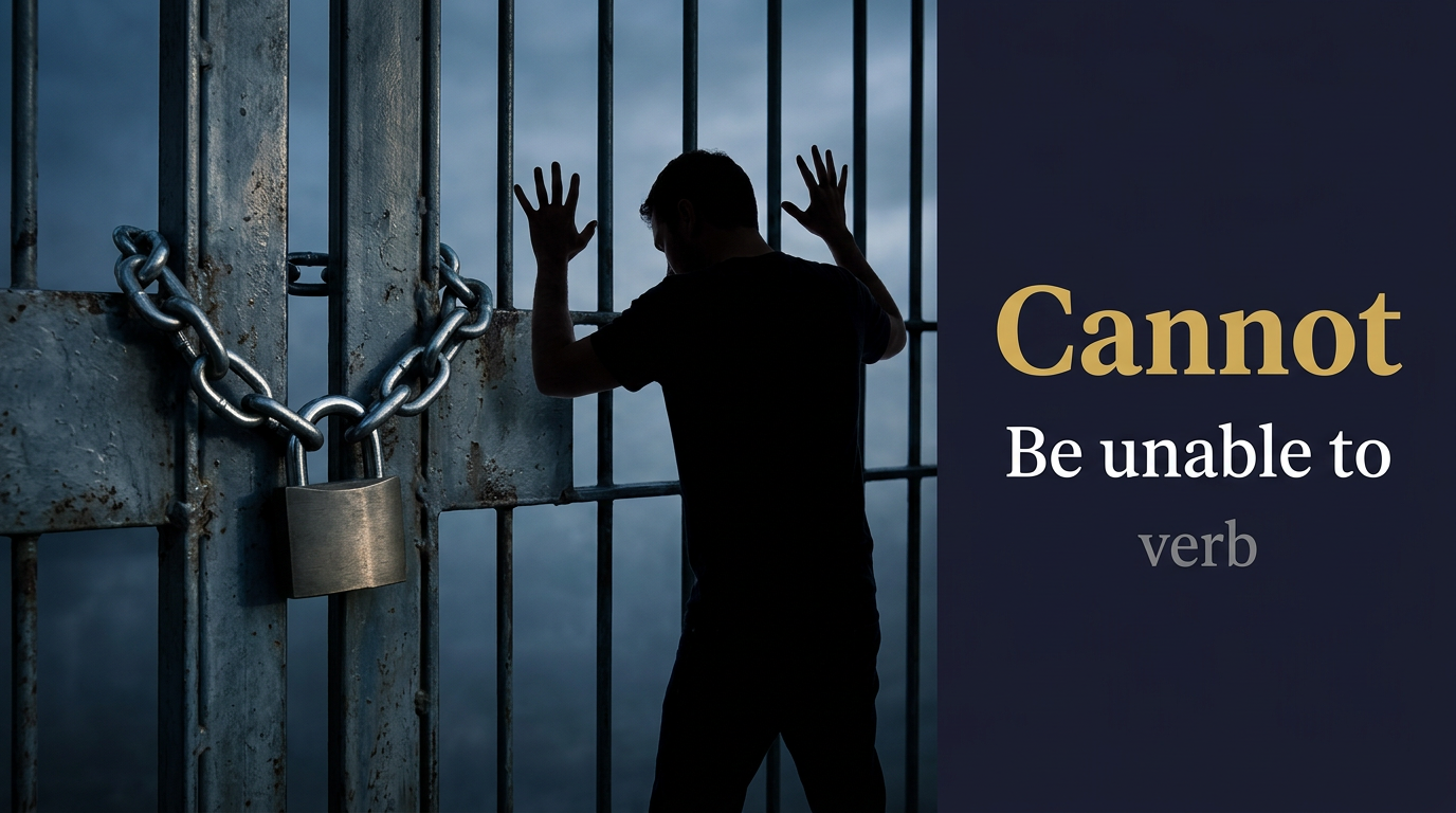 Cannot (صيغة نفي القدرة أو الإمكانية على فعل شيء) — illustrated meaning of the English word Cannot on GL Dictionary