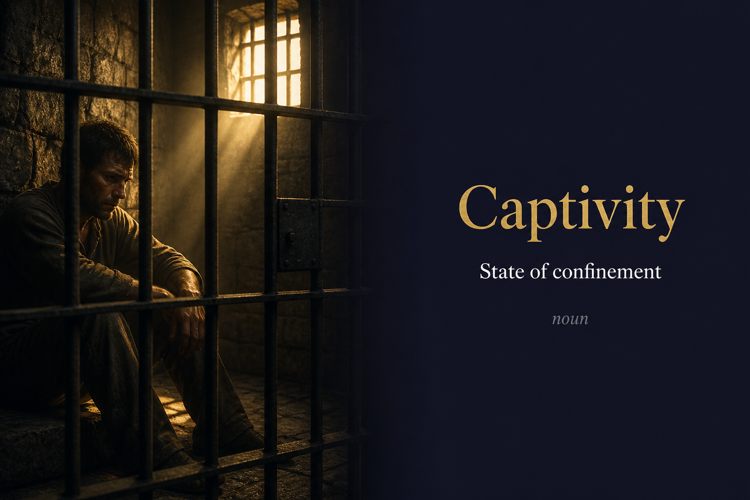 Captivity (أسر) — illustrated meaning of the English word Captivity on GL Dictionary