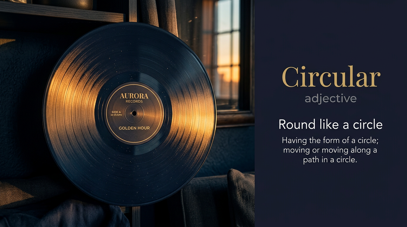 Circular (دائري الشكل أو يتحرك في مسار دائري مُتكرر) — illustrated meaning of the English word Circular on GL Dictionary