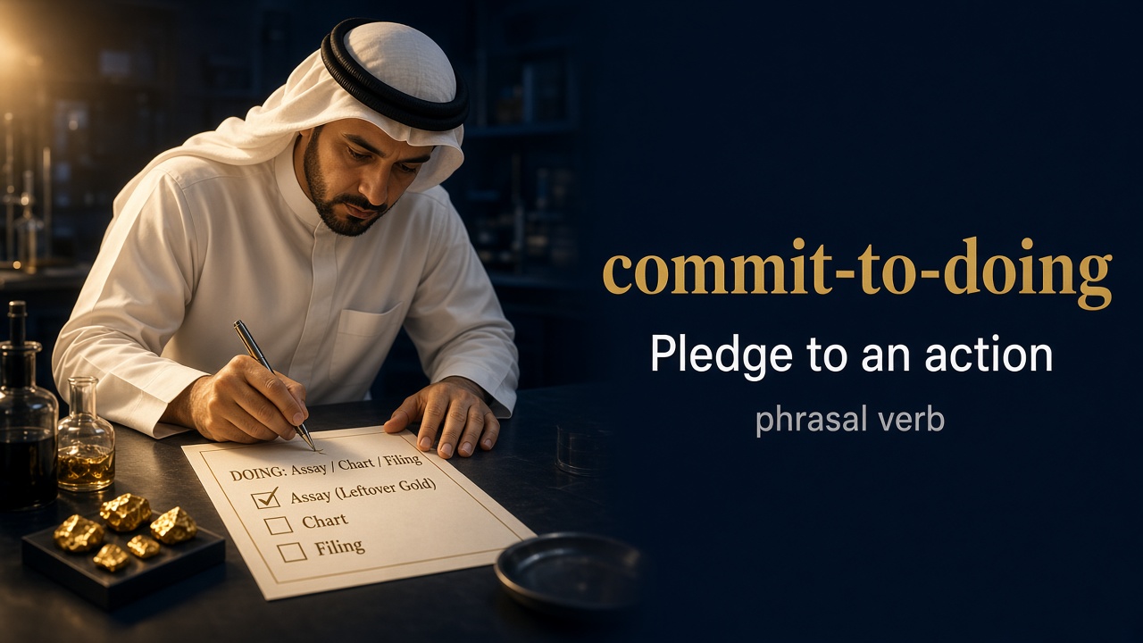Commit To Doing (يلتزم بفعل) — illustrated meaning of the English word Commit To Doing on GL Dictionary