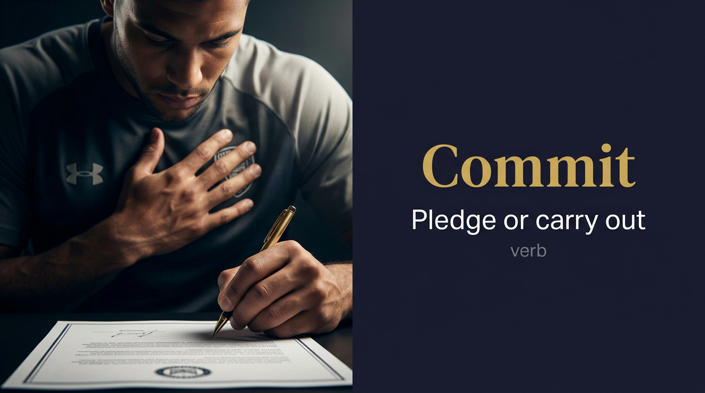 Commit (التزام قوي) — illustrated meaning of the English word Commit on GL Dictionary