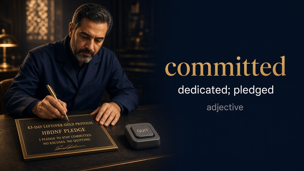 Committed (ملتزم) — illustrated meaning of the English word Committed on GL Dictionary
