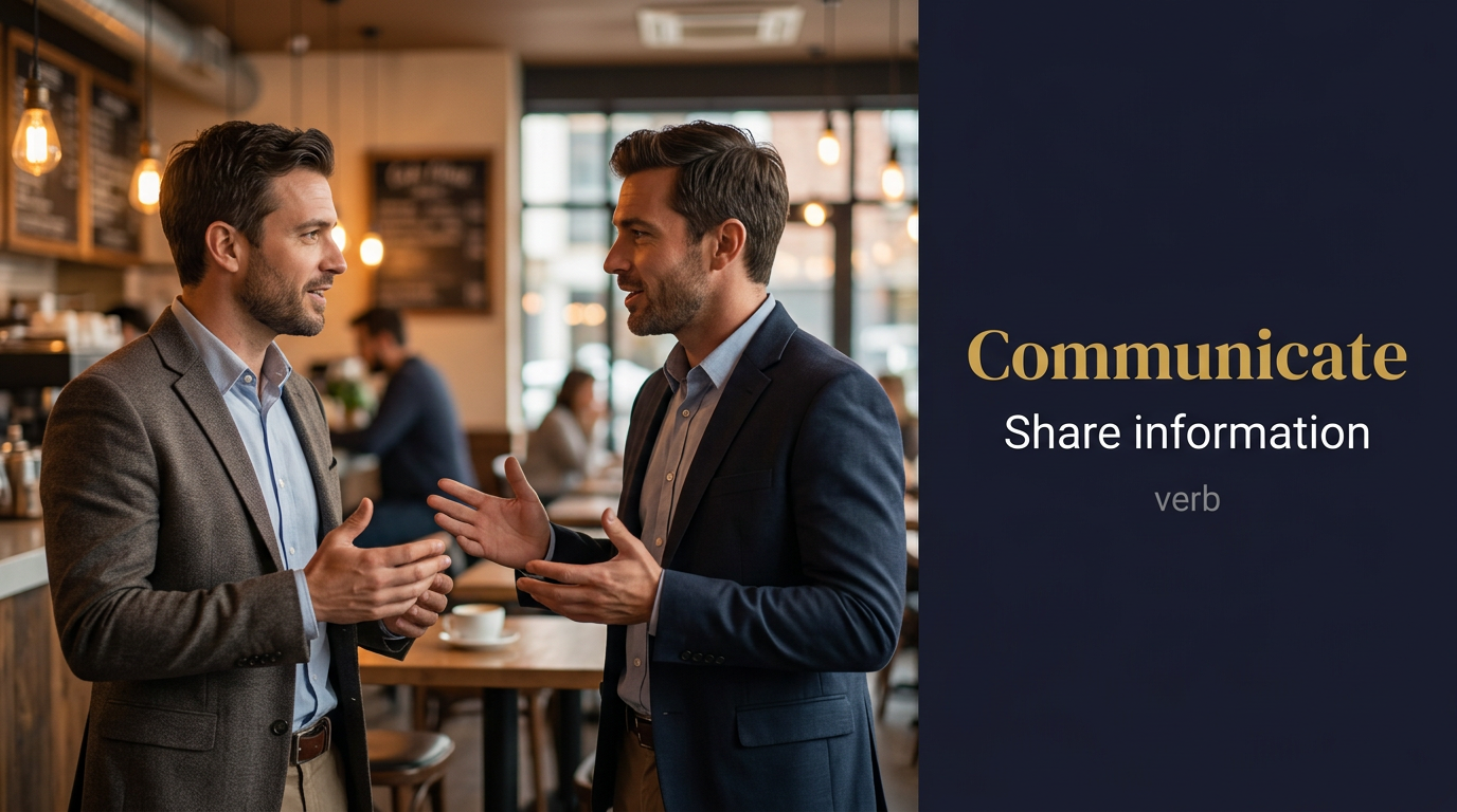 Communicate (تبادل معلومات) — illustrated meaning of the English word Communicate on GL Dictionary