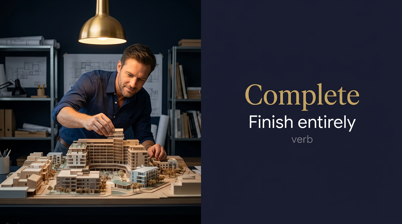 Complete (اكتمال تام) — illustrated meaning of the English word Complete on GL Dictionary