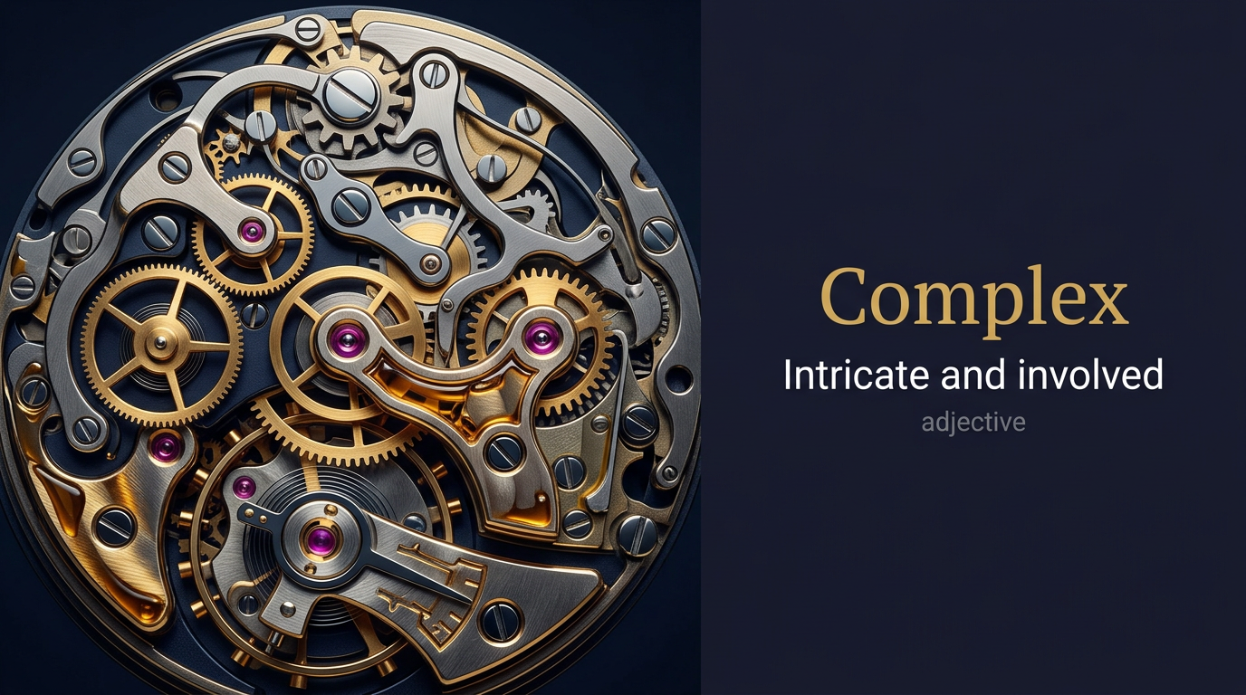 صورة توضيحية لمعنى كلمة Complex (شيء متعدد الأجزاء أو متشابك يصعب تحليله)