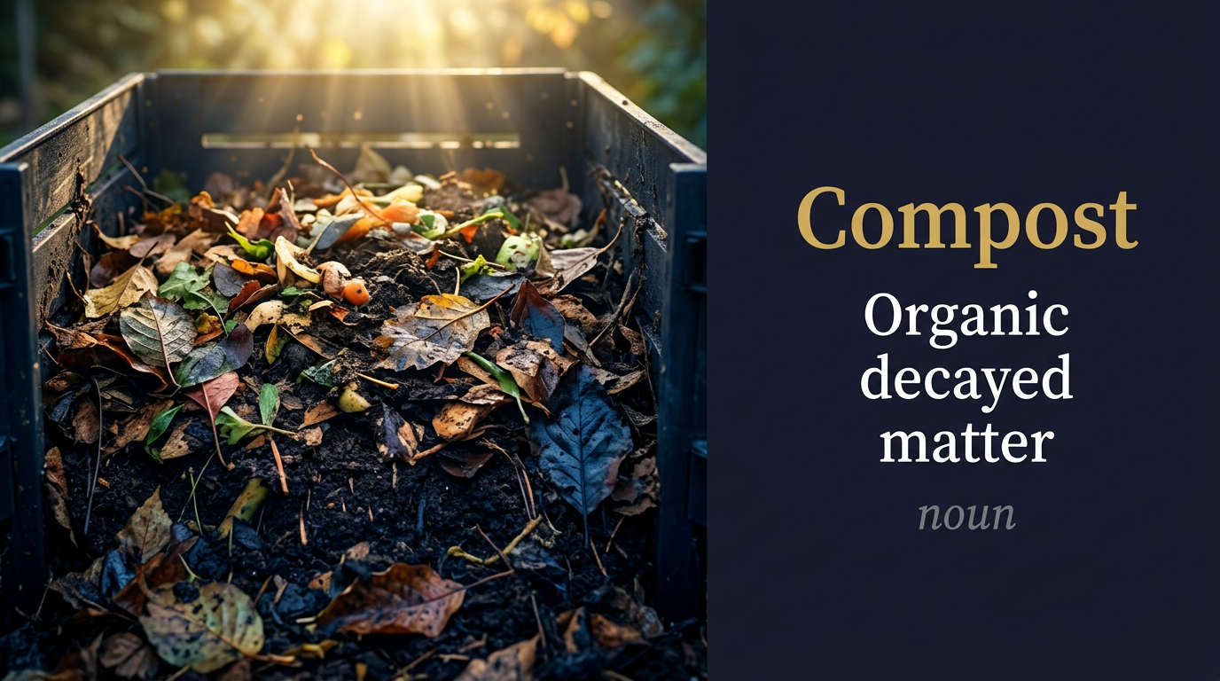 صورة توضيحية لمعنى كلمة Compost (مادة عضوية متحللة تستخدم لتغذية التربة)