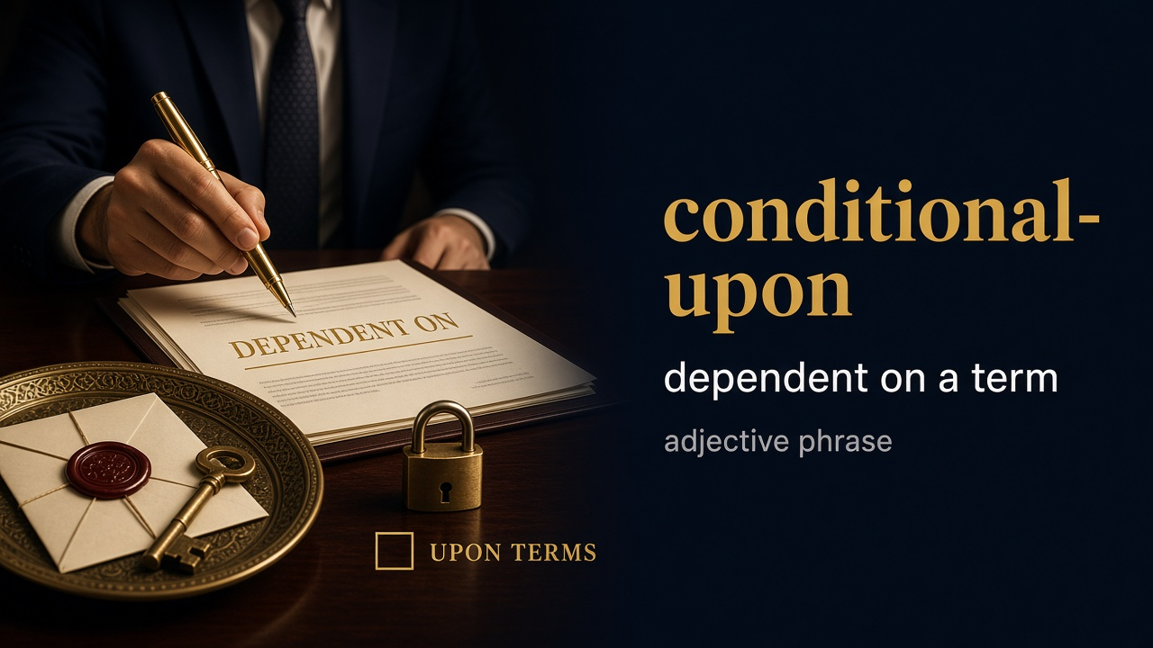 Conditional Upon (مشروط بـ) — illustrated meaning of the English word Conditional Upon on GL Dictionary