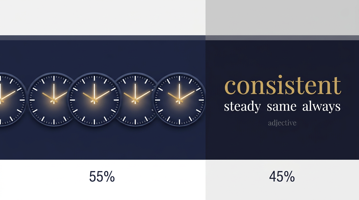 صورة توضيحية لمعنى كلمة Consistent (ثابت ومنتظم في السلوك أو الأداء بمرور الوقت)