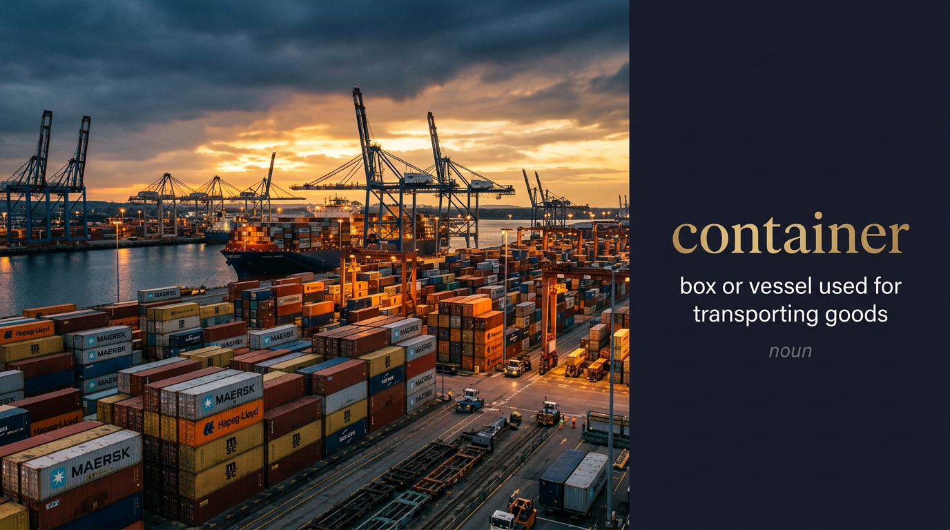 صورة توضيحية لمعنى كلمة Container (وعاء أو صندوق يُستخدم لحفظ ونقل الأشياء)
