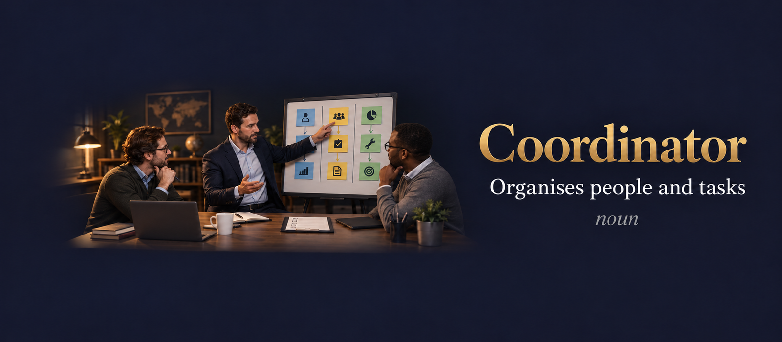 صورة توضيحية لمعنى كلمة Coordinator (منسّق)