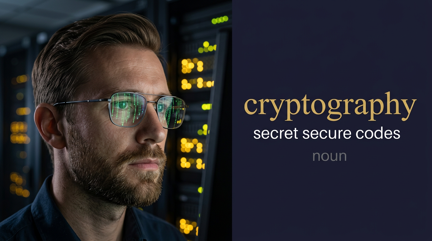 صورة توضيحية لمعنى كلمة Cryptography (علم التشفير وفك الشفرات)