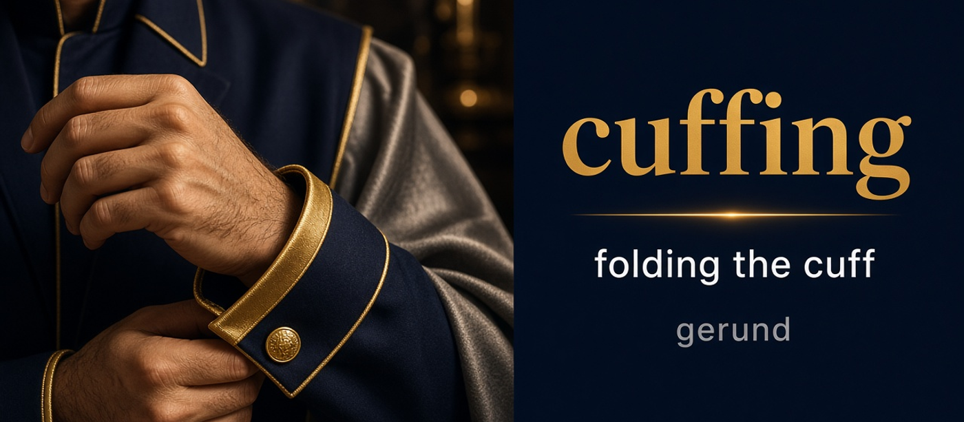 Cuffing (طيّ الكُفّة) — illustrated meaning of the English word Cuffing on GL Dictionary