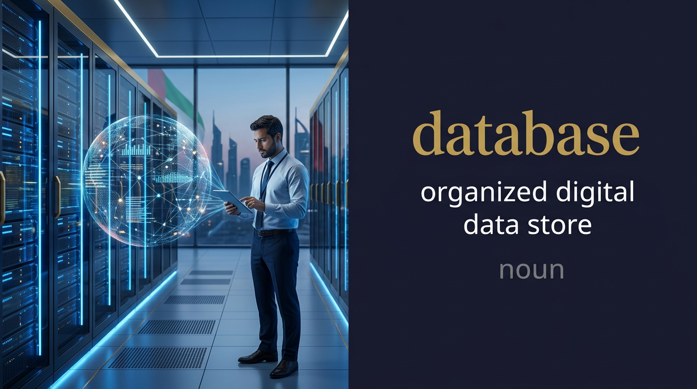 صورة توضيحية لمعنى كلمة Database (قاعدة بيانات)