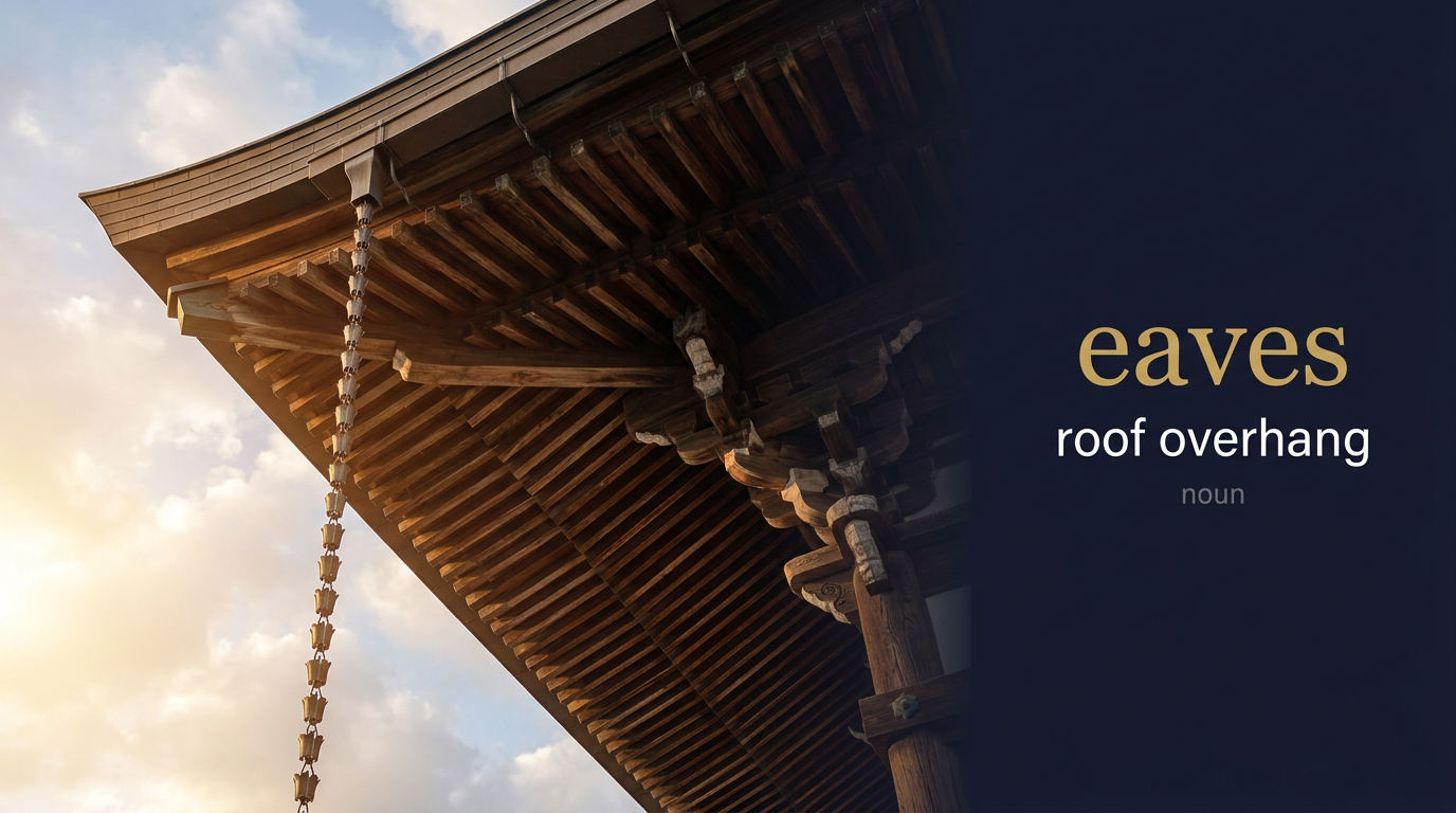 Eaves (حافة السطح) — illustrated meaning of the English word Eaves on GL Dictionary
