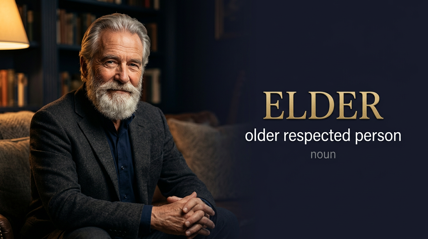 Elder (شخص أكبر سناً) — illustrated meaning of the English word Elder on GL Dictionary