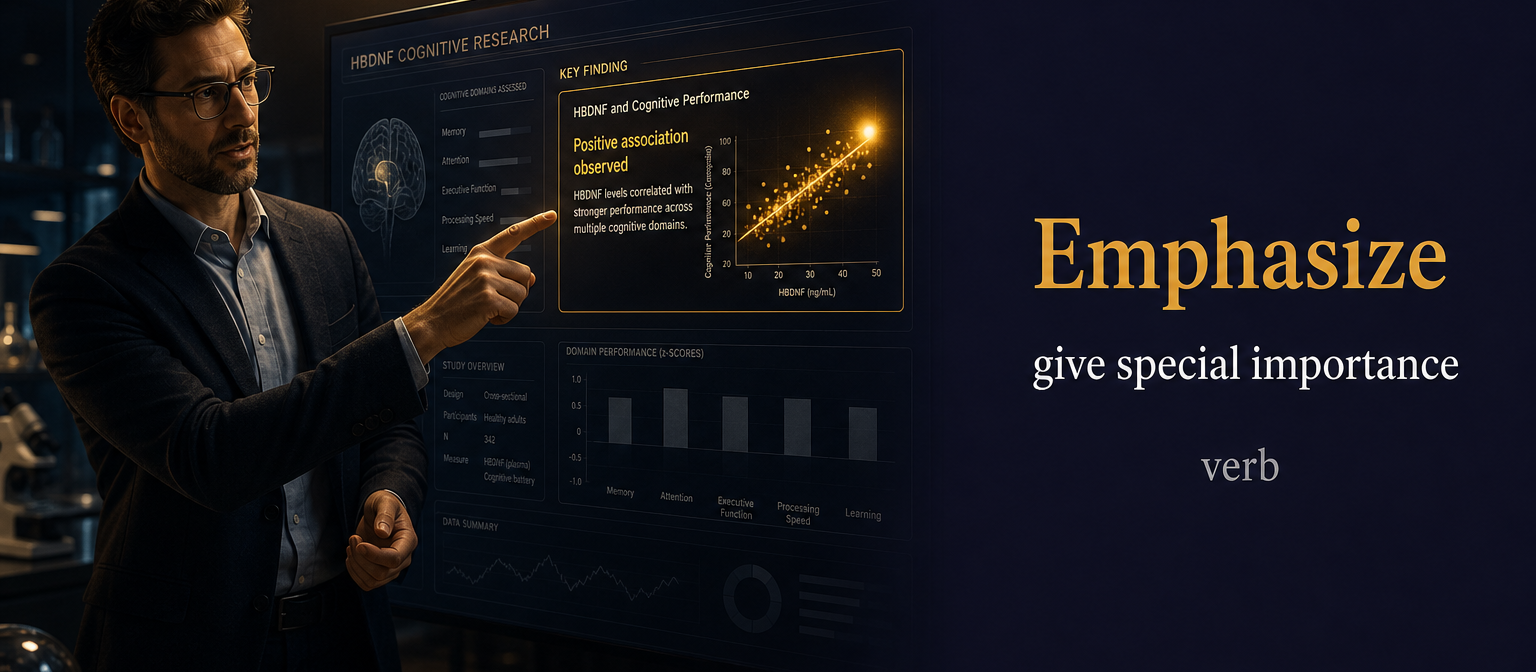 Emphasize (يؤكد أو يشدد) — illustrated meaning of the English word Emphasize on GL Dictionary