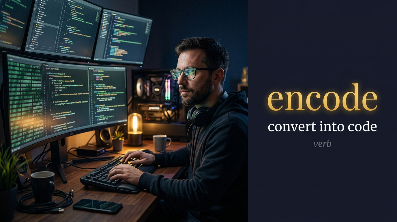 صورة توضيحية لمعنى كلمة Encode (ترميز أو تشفير)