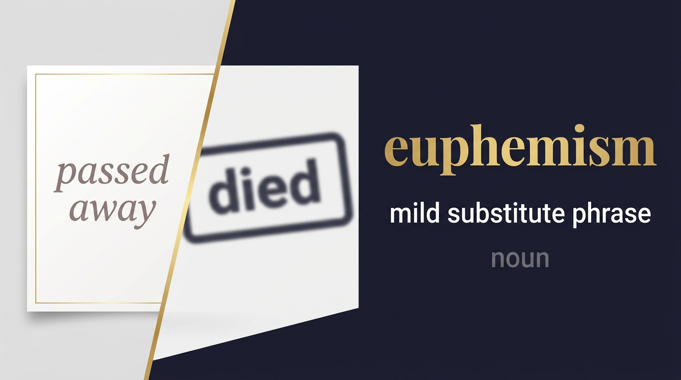 Euphemism (تعبير مُخفف) — illustrated meaning of the English word Euphemism on GL Dictionary