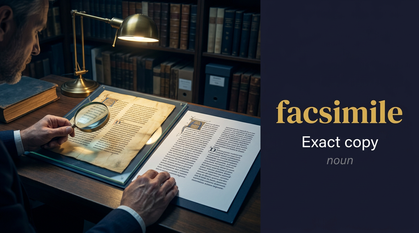 Facsimile (نسخة طبق الأصل) — illustrated meaning of the English word Facsimile on GL Dictionary