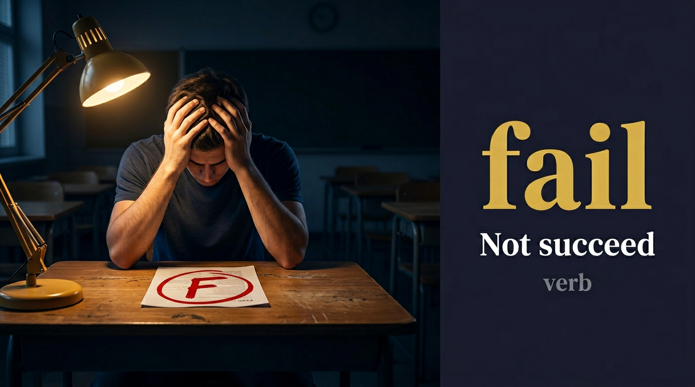 Fail (يفشل) — illustrated meaning of the English word Fail on GL Dictionary
