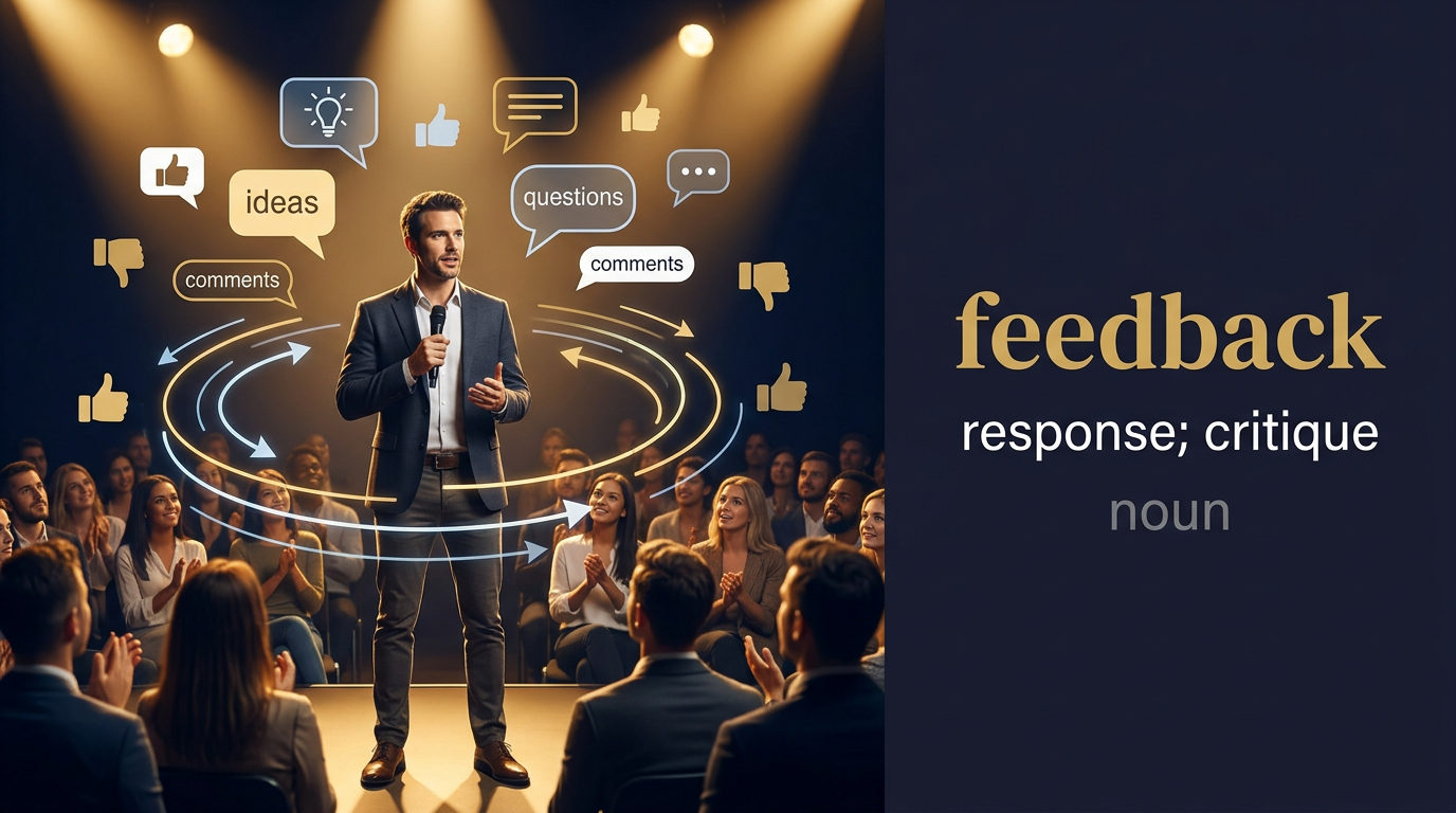Feedback (ردود فعل) — illustrated meaning of the English word Feedback on GL Dictionary
