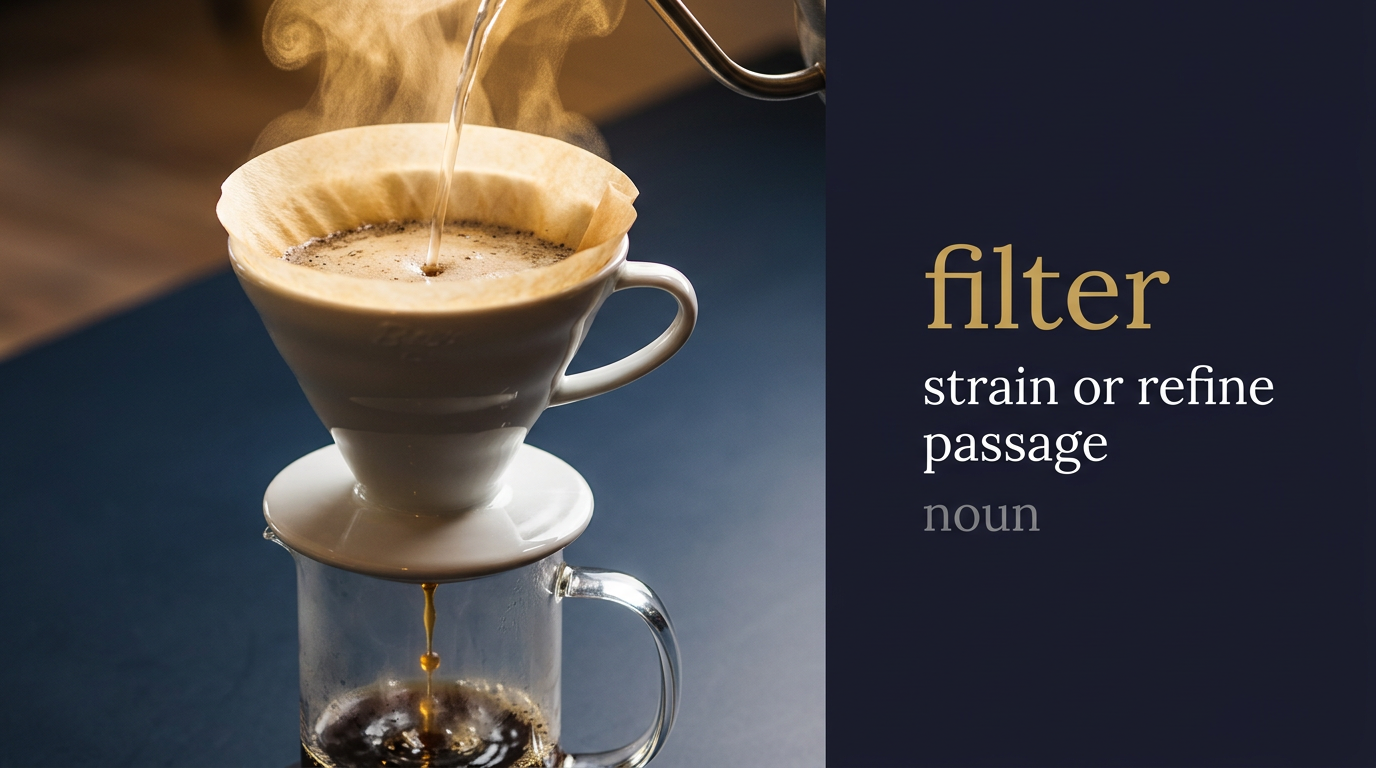 Filter (مُرشح) — illustrated meaning of the English word Filter on GL Dictionary