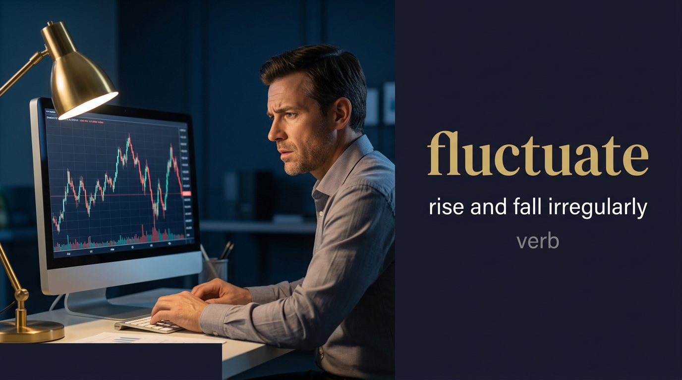 Fluctuate (يتذبذب) — illustrated meaning of the English word Fluctuate on GL Dictionary