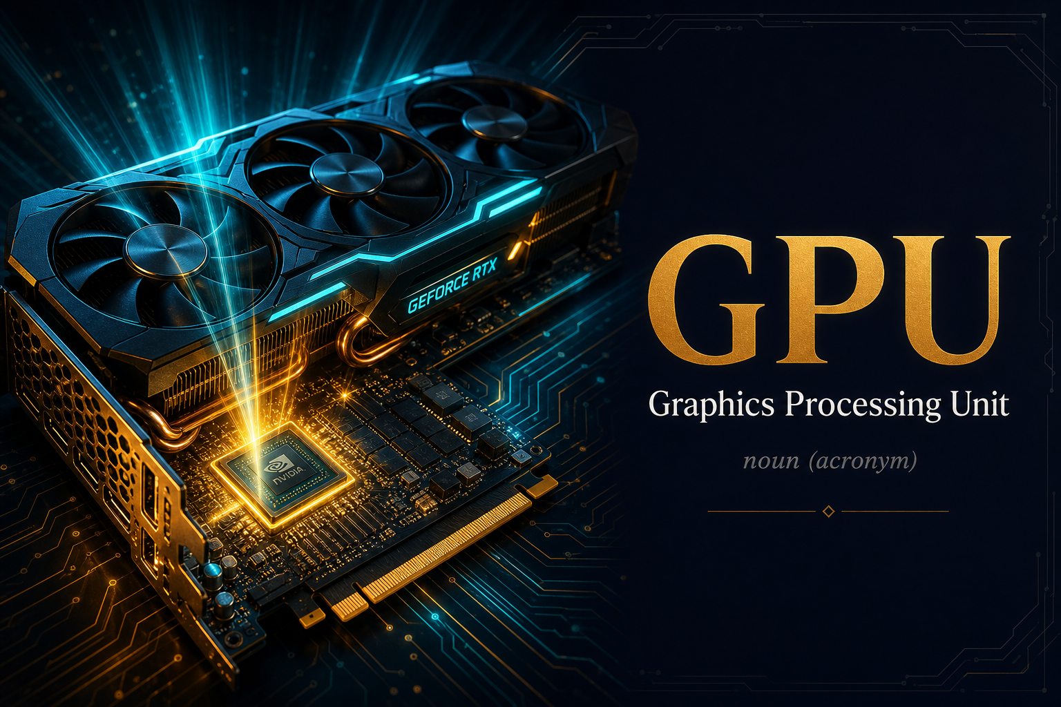 GPU (وحدة معالجة الرسومات (GPU)) — illustrated meaning of the English word GPU on GL Dictionary