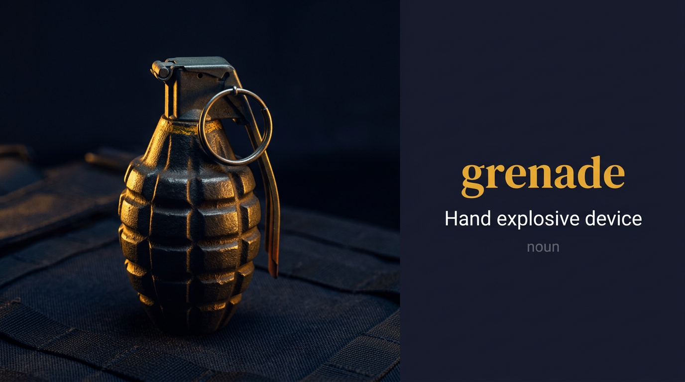 Grenade (القنبلة اليدوية) — illustrated meaning of the English word Grenade on GL Dictionary